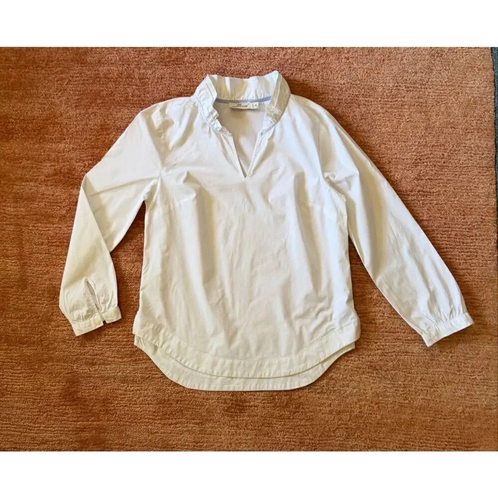 Vineyard Vines white ruffle collar blouse long sleeve XS